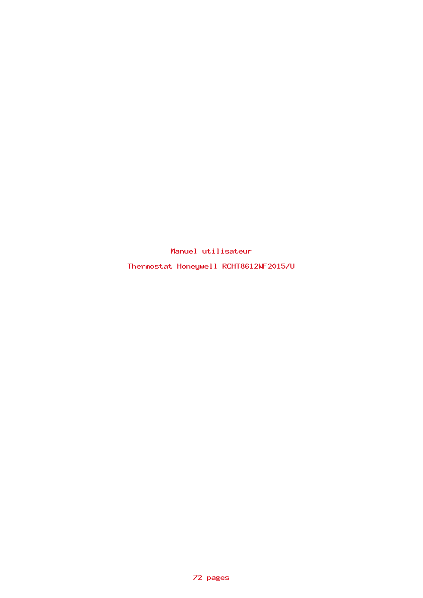 Page 1 de la notice Manuel utilisateur Honeywell RCHT8612WF2015/U