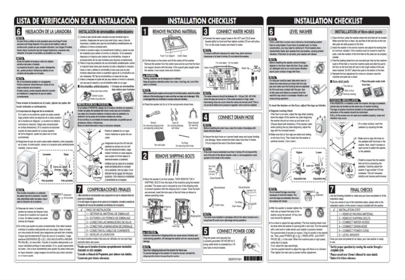 Page 1 de la notice Guide d'installation LG WM3470CW