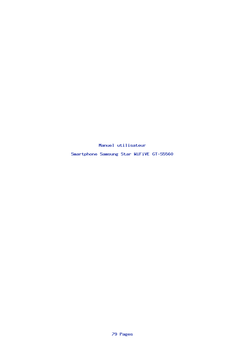 Page 1 de la notice Manuel utilisateur Samsung Star WiFiVE GT-S5560