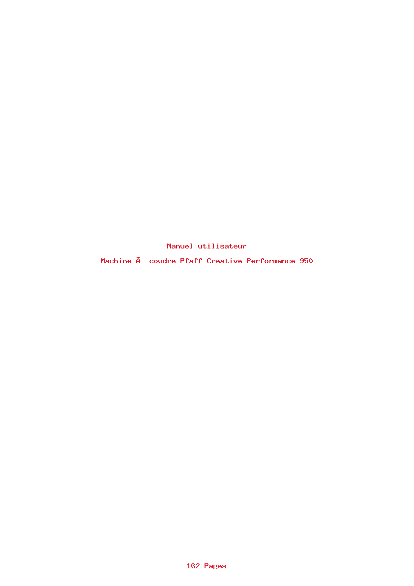 Page 1 de la notice Manuel utilisateur Pfaff Creative Performance 950