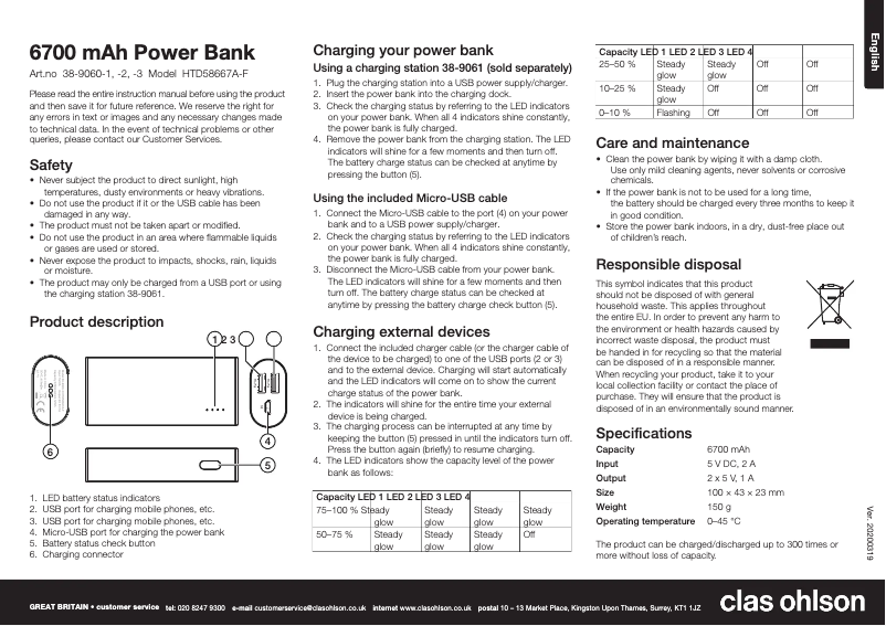Page 1 of the manual User Manual Clas Ohlson HTD58667A-F