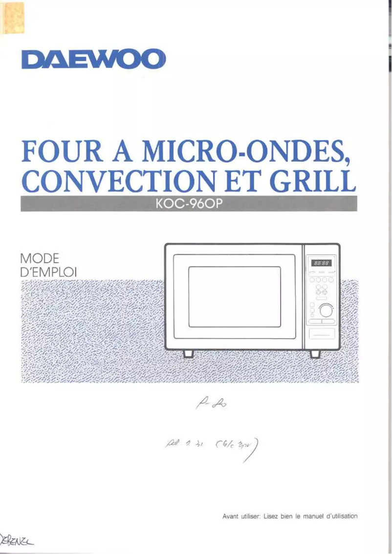 Page 1 de la notice Manuel utilisateur Daewoo KOC-960P