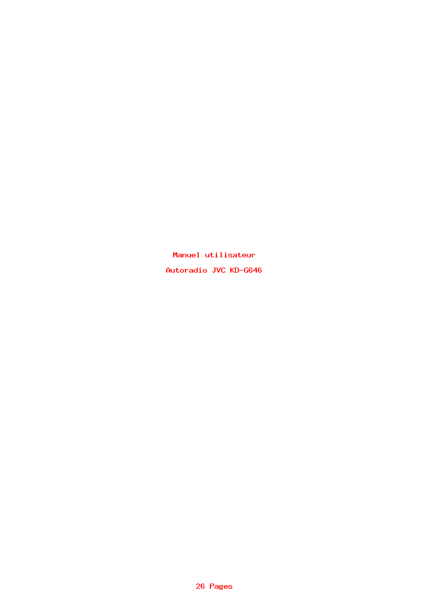 Page 1 de la notice Manuel utilisateur JVC KD-G646