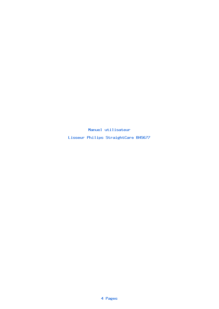 Page 1 de la notice Manuel utilisateur Philips StraightCare BHS677