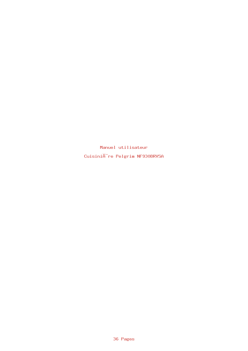 Page 1 de la notice Manuel utilisateur Pelgrim NF930BRVSA