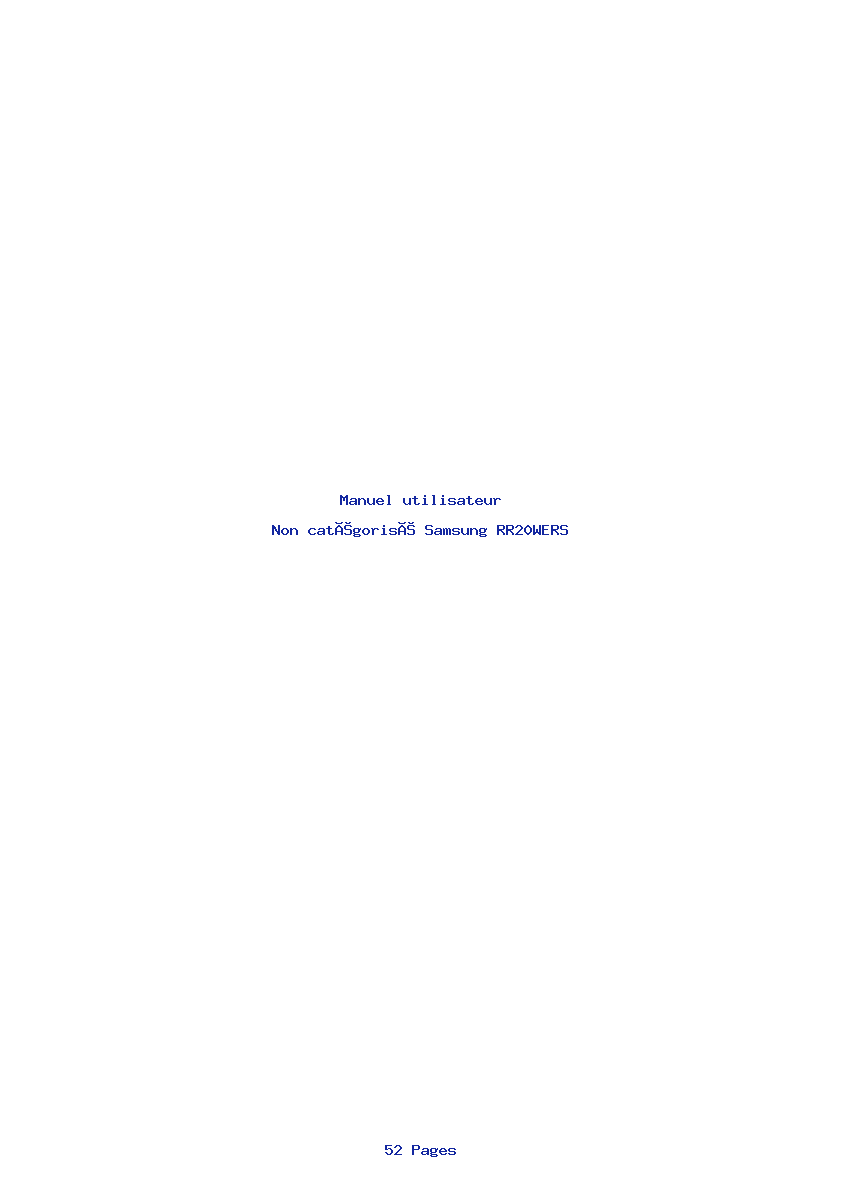 Page 1 de la notice Manuel utilisateur Samsung RR20WERS