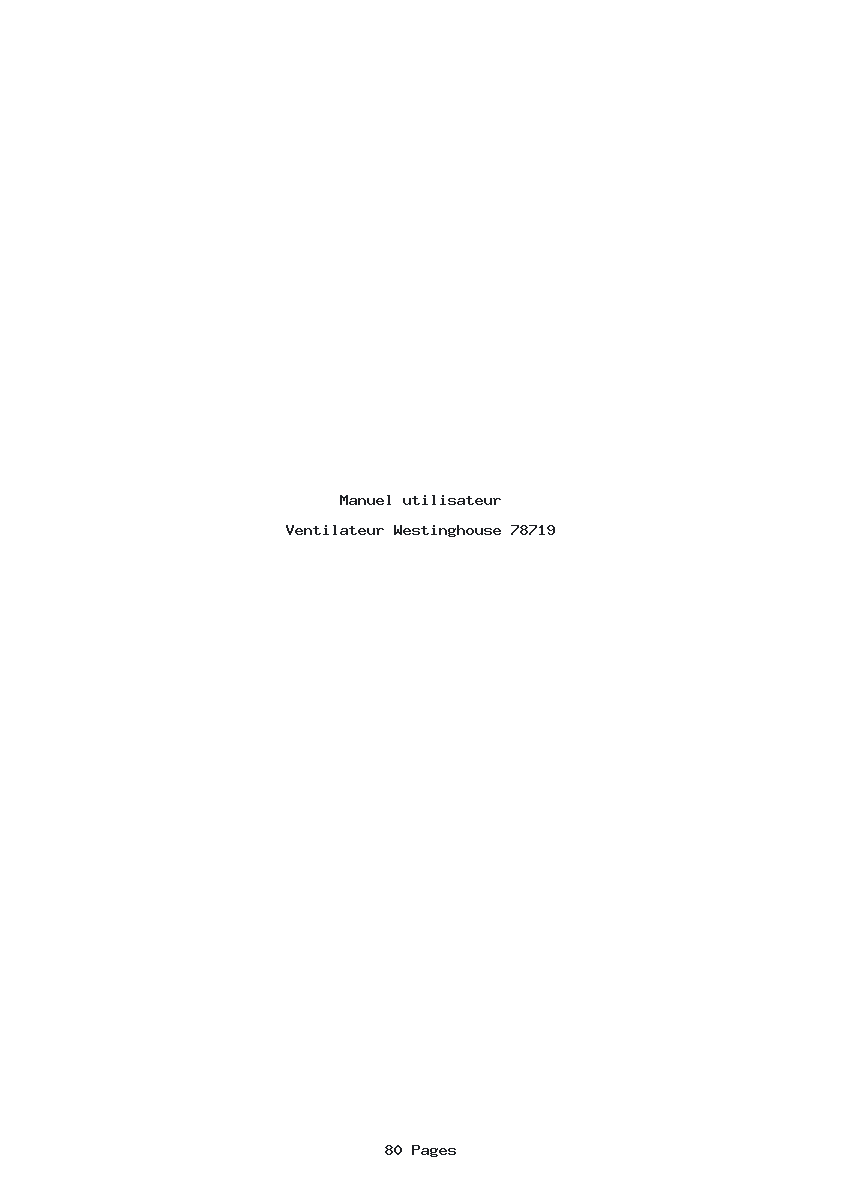 Page 1 de la notice Manuel utilisateur Westinghouse 78719