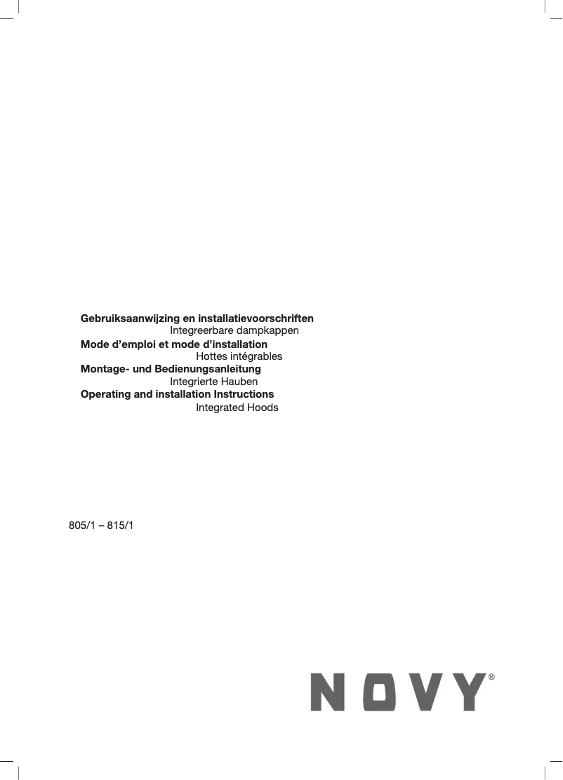 Page 1 de la notice Manuel utilisateur Novy 805