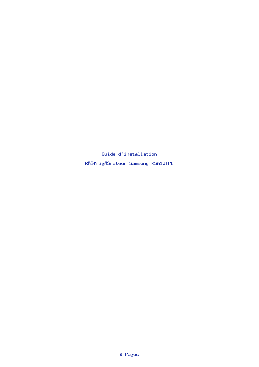 Page 1 de la notice Guide d'installation Samsung RSA1UTPE