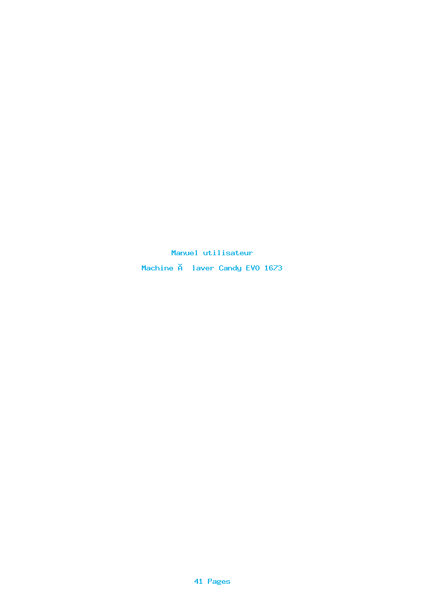 Page 1 de la notice Manuel utilisateur Candy EVO 1673