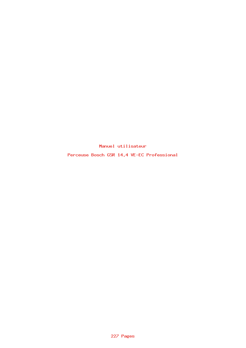 Page 1 de la notice Manuel utilisateur Bosch GSR 14.4 VE-EC Professional