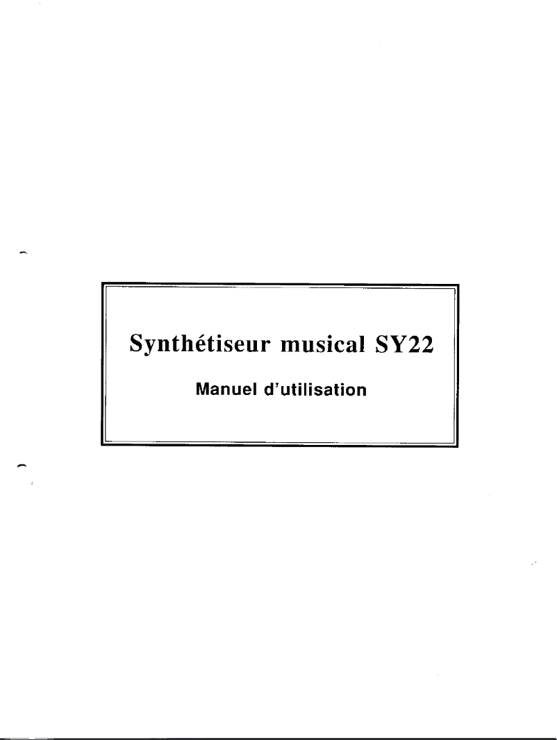 Page 1 de la notice Manuel utilisateur Yamaha SY22