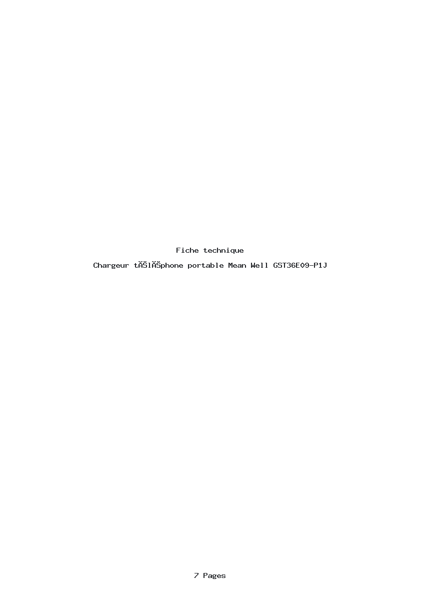 Page 1 de la notice Fiche technique Mean Well GST36E09-P1J