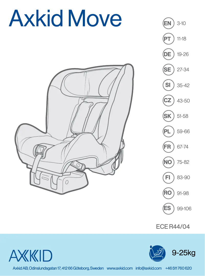 Page 1 de la notice Manuel utilisateur Axkid Move