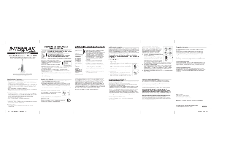 Page 1 de la notice Manuel utilisateur Conair NT11