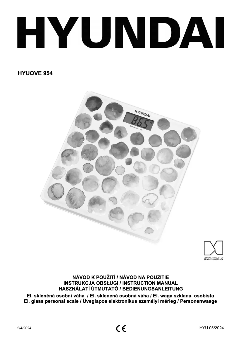 Page 1 de la notice Manuel utilisateur Hyundai OVE 954