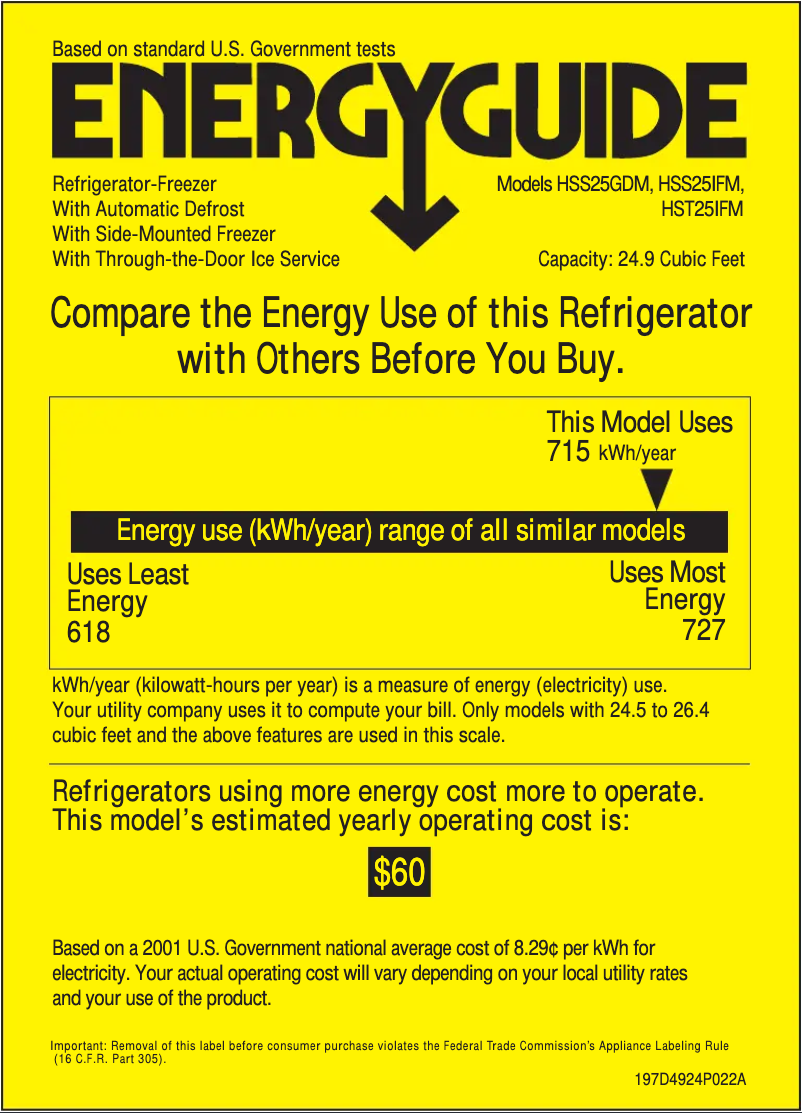 Page 1 de la notice Label énergétique Hotpoint HSS25IFMCC
