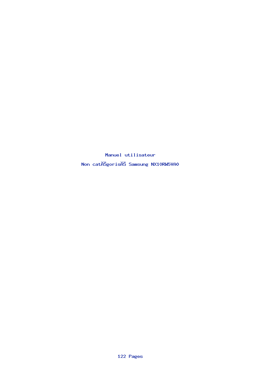 Page 1 de la notice Manuel utilisateur Samsung NX10RW5VA0