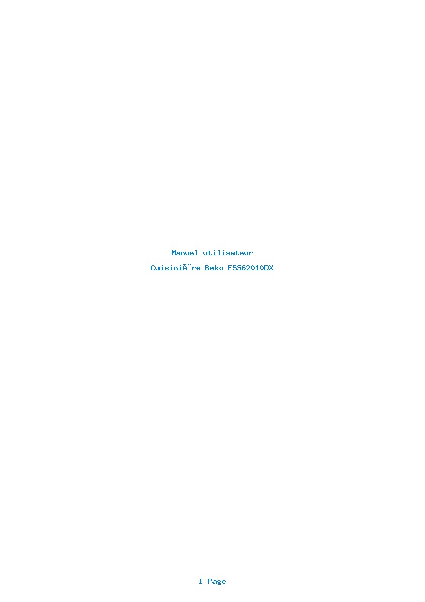 Page 1 de la notice Manuel utilisateur Beko FSS62010DX