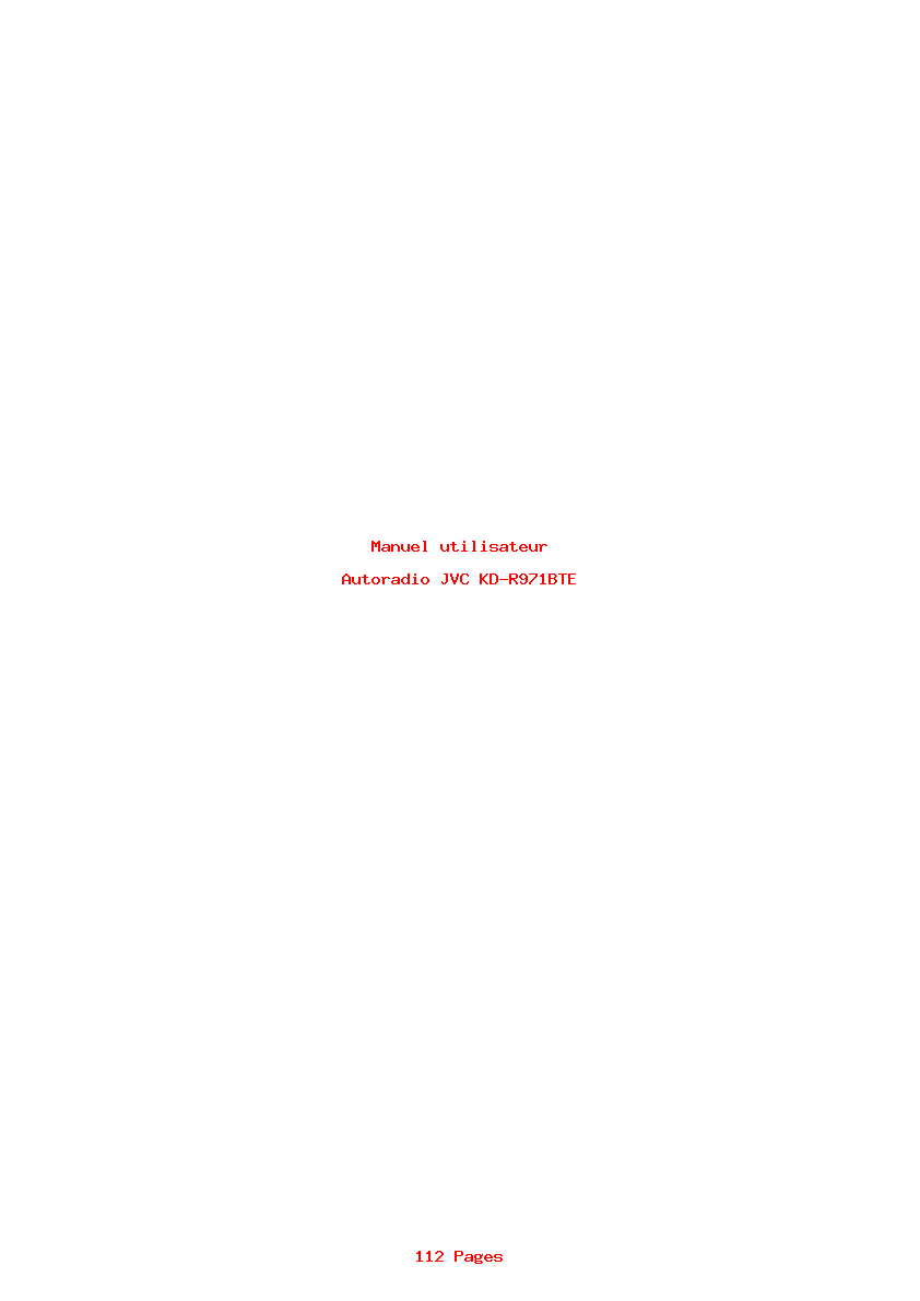 Page 1 de la notice Manuel utilisateur JVC KD-R971BTE