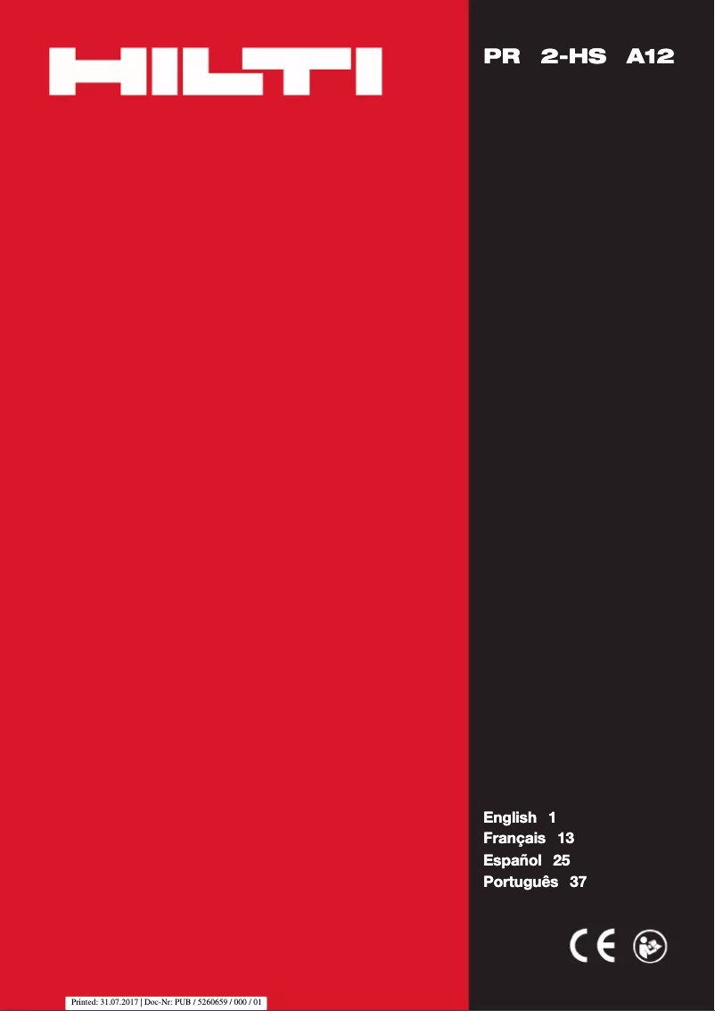 Page 1 de la notice Manuel utilisateur Hilti PR 2-HS A12