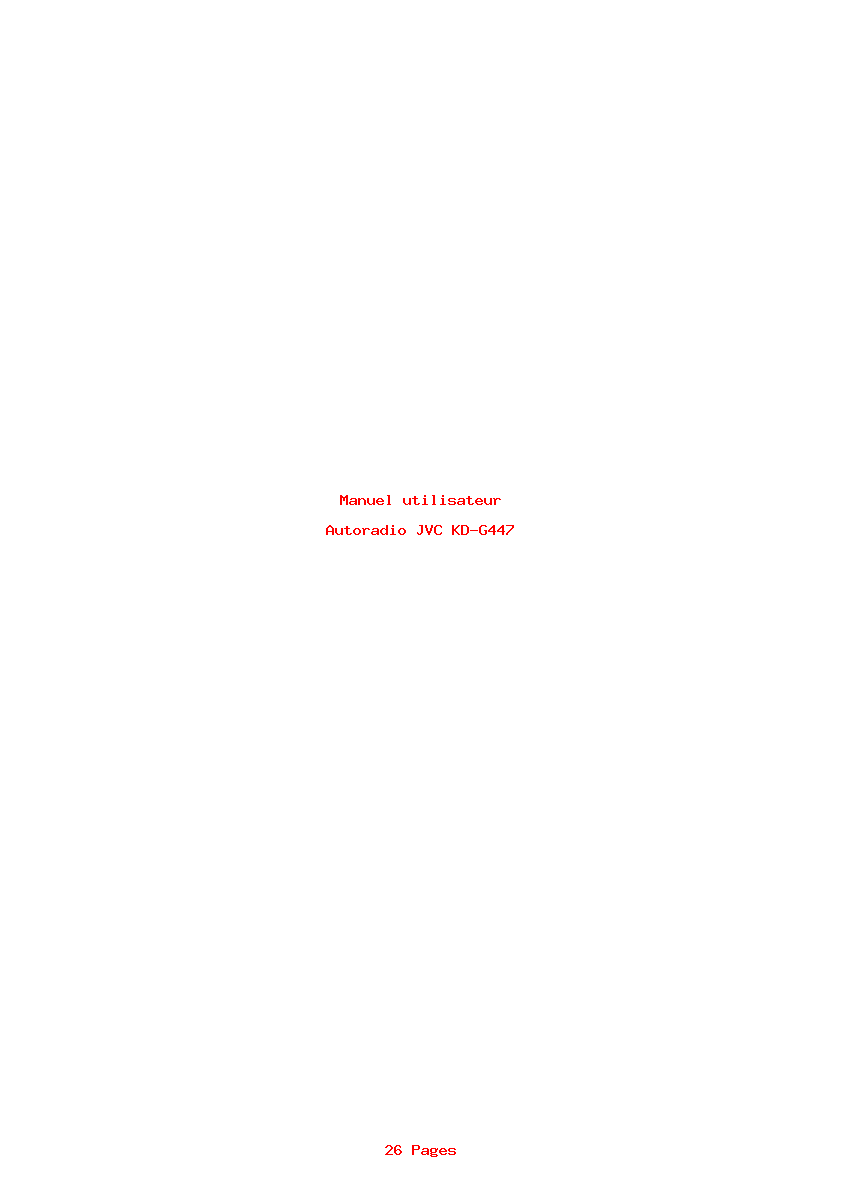 Page 1 de la notice Manuel utilisateur JVC KD-G447