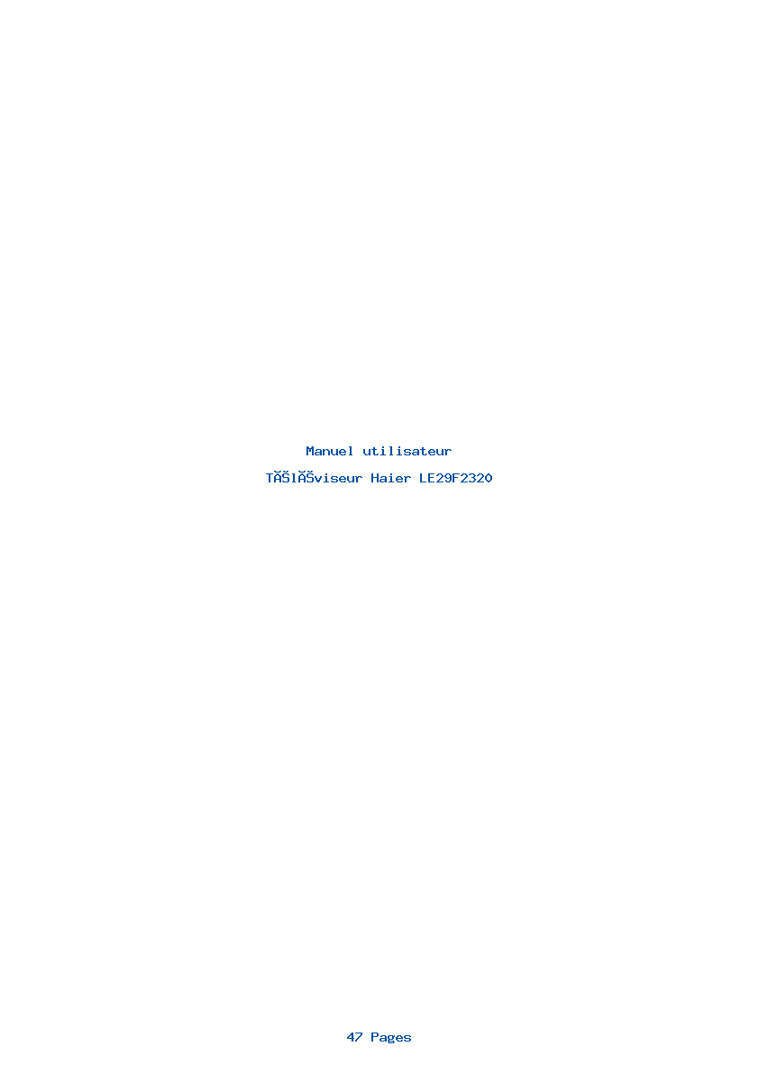 Image de la première page du manuel de l'appareil LE29F2320
