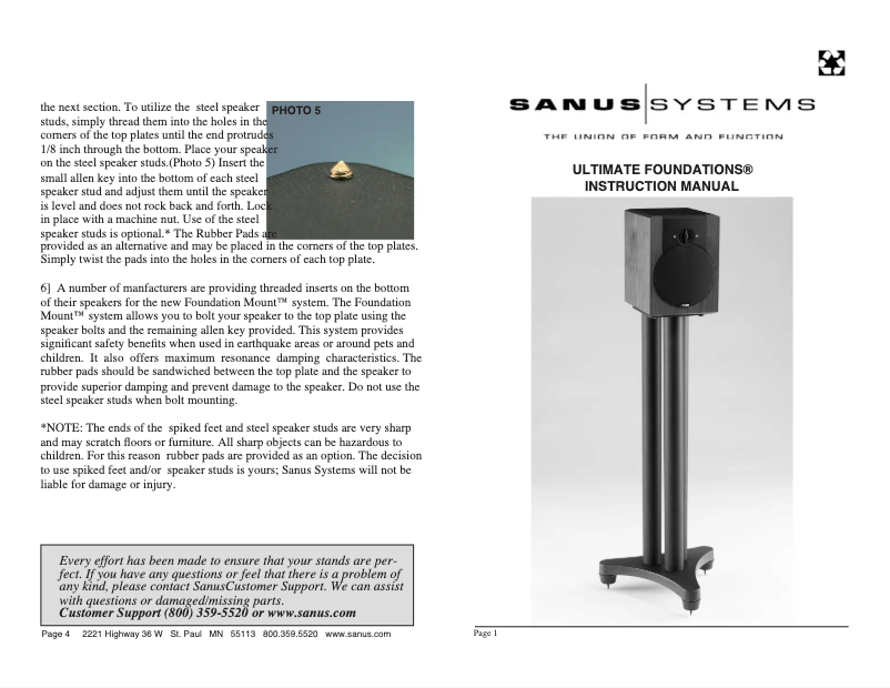 Page 1 de la notice Manuel utilisateur Sanus UF22