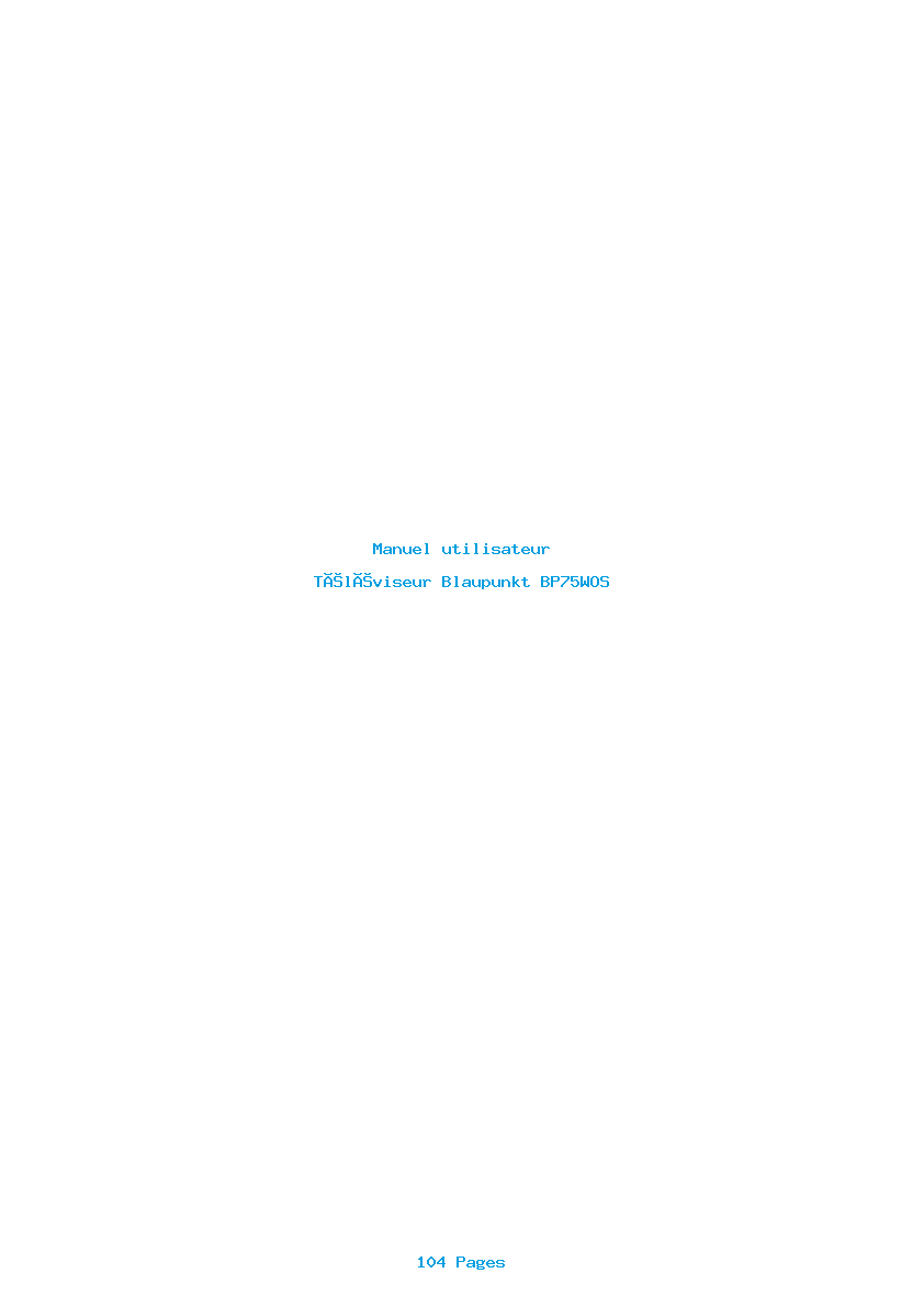 Page 1 de la notice Manuel utilisateur Blaupunkt BP75WOS