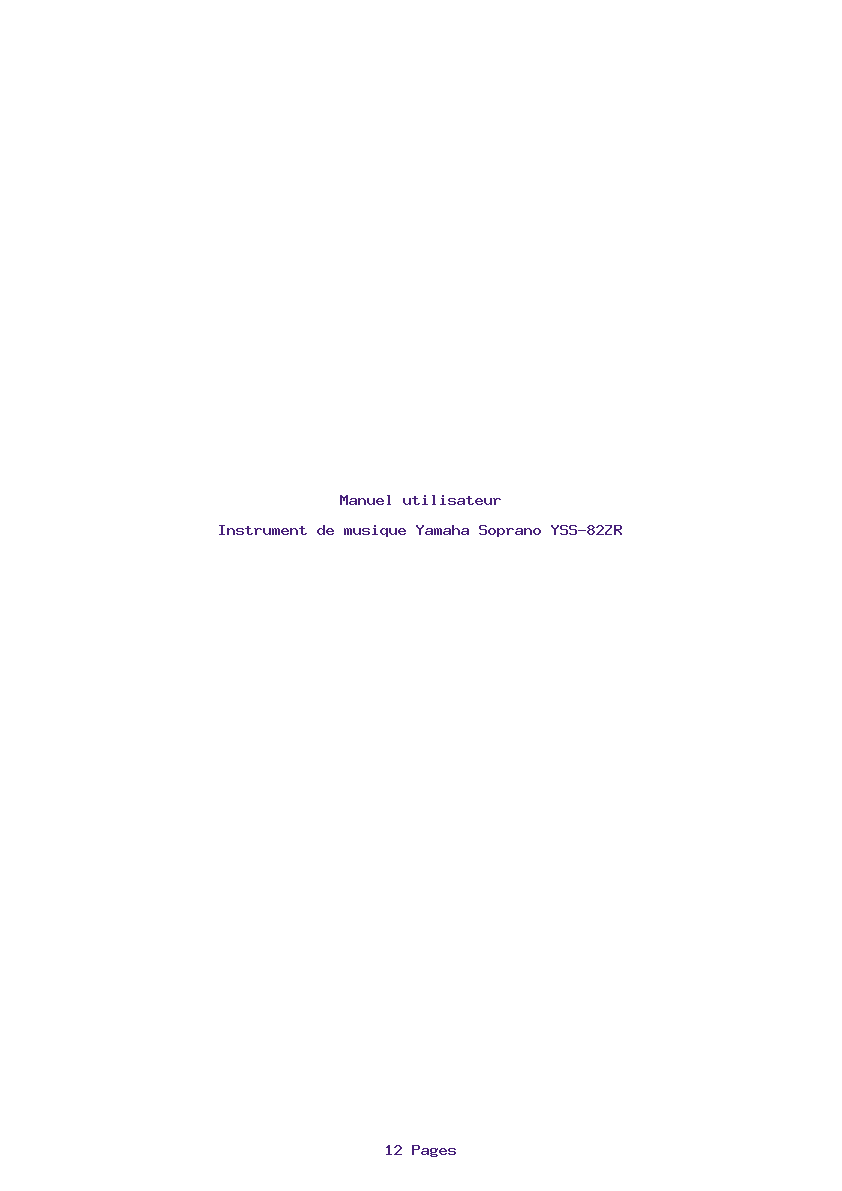 Page 1 de la notice Manuel utilisateur Yamaha Soprano YSS-82ZR