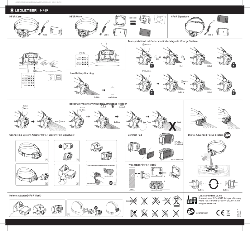 Page 1 de la notice Manuel utilisateur Ledlenser HF6R Core
