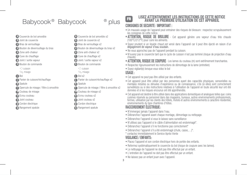 Page 1 de la notice Manuel utilisateur Beaba Babycook Solo