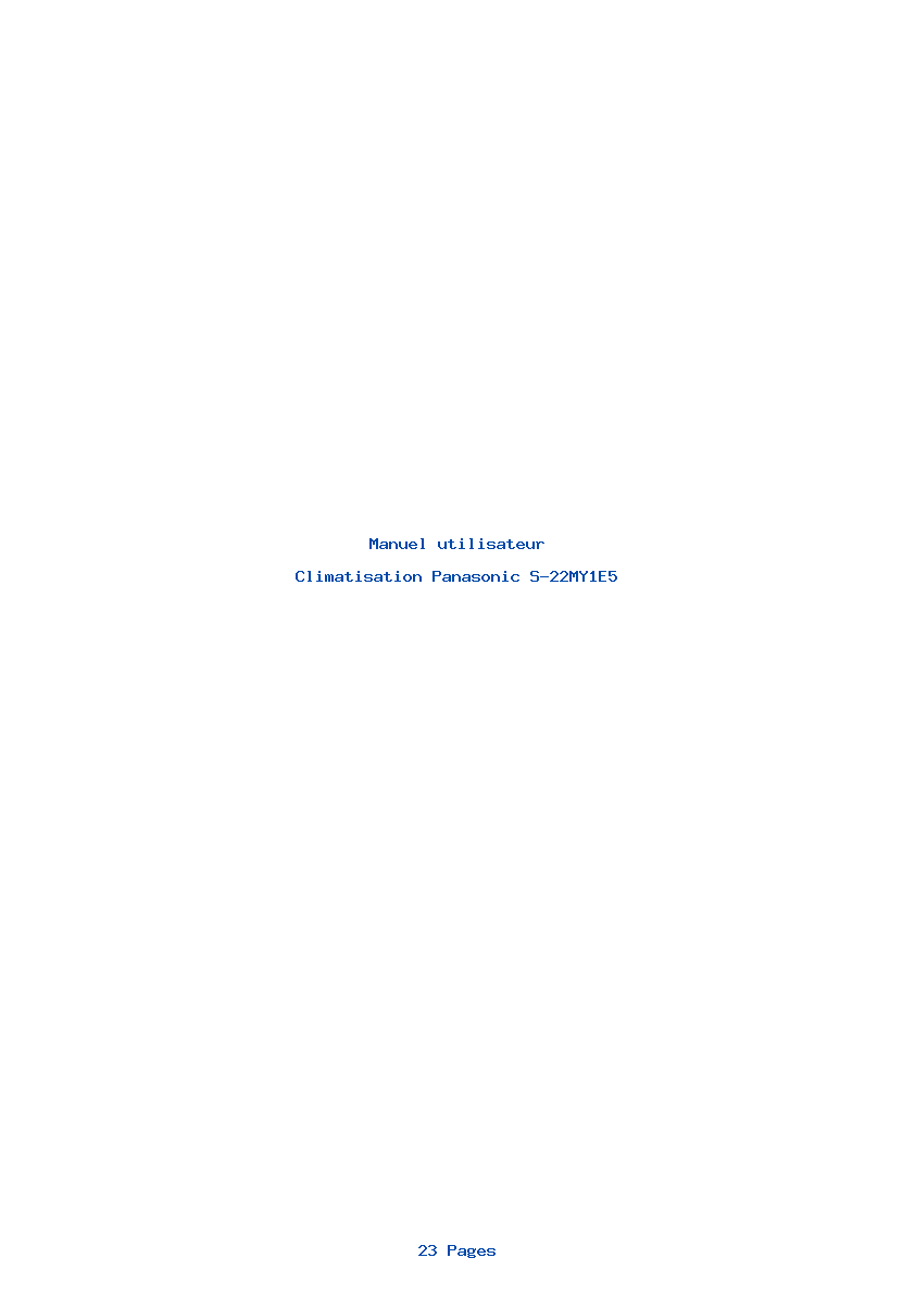 Page 1 de la notice Manuel utilisateur Panasonic S-22MY1E5