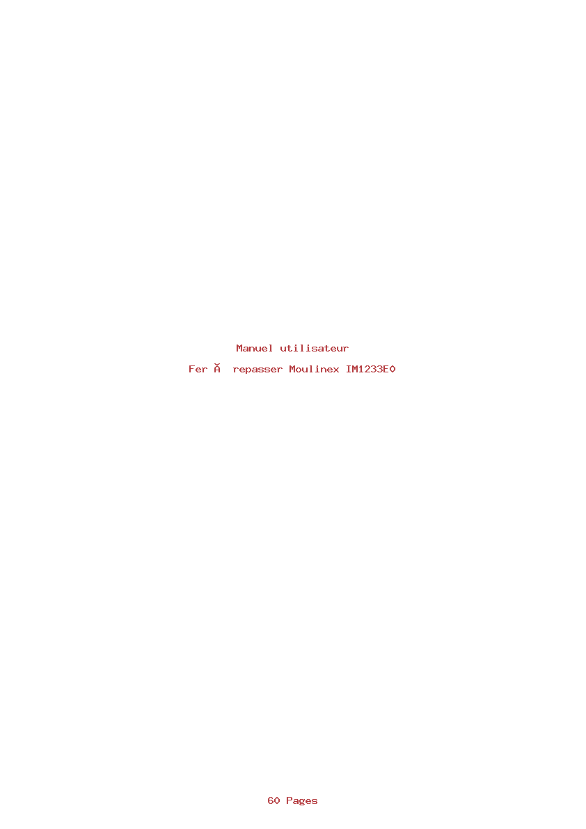 Page 1 de la notice Manuel utilisateur Moulinex IM1233E0