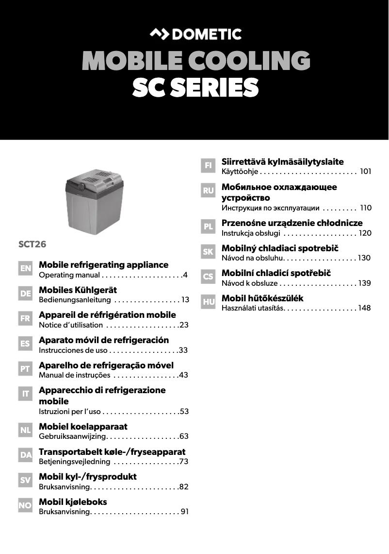 Page 1 de la notice Manuel utilisateur Dometic CoolFun SCT 26