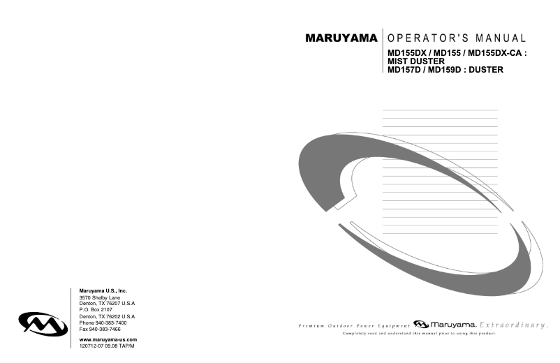 Page 1 de la notice Manuel utilisateur Maruyama MD155DX