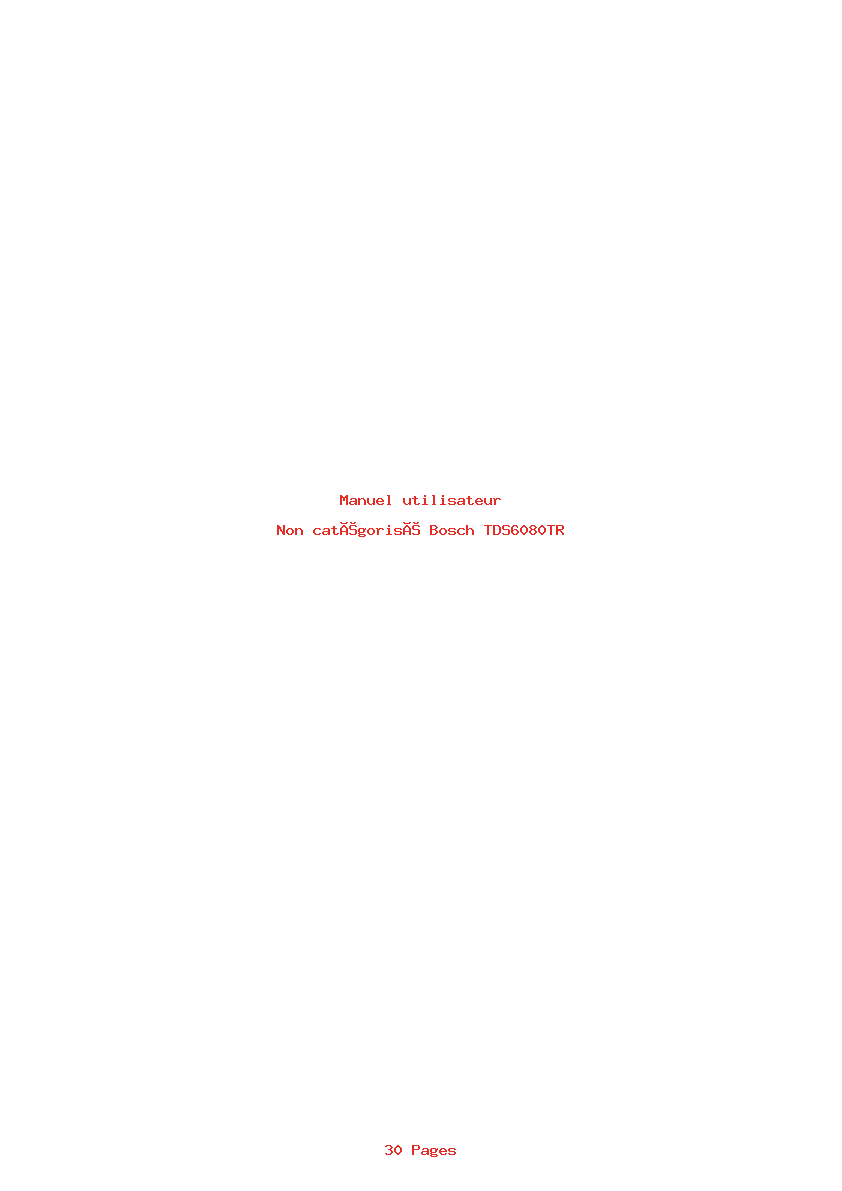 Page 1 de la notice Manuel utilisateur Bosch TDS6080TR