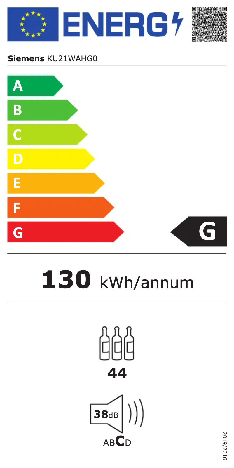 Page 1 of the manual Energy Label Siemens KU21WAHG0
