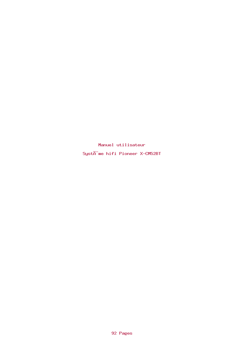Page 1 de la notice Manuel utilisateur Pioneer X-CM52BT