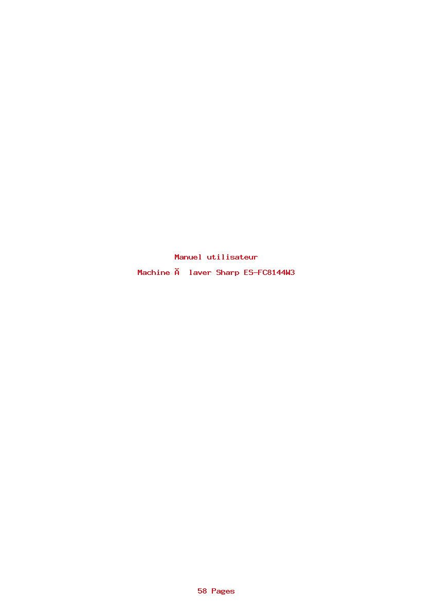 Page 1 de la notice Manuel utilisateur Sharp ES-FC8144W3
