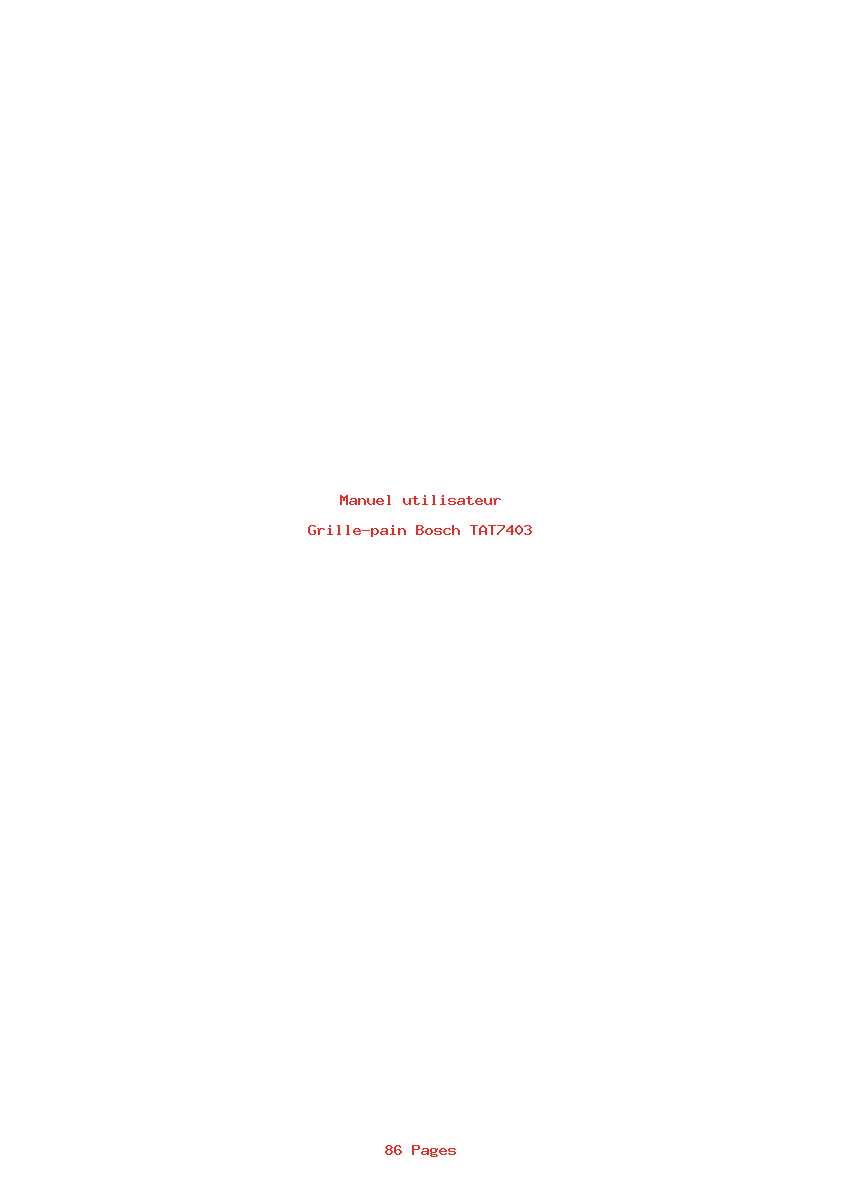 Page 1 de la notice Manuel utilisateur Bosch TAT7403