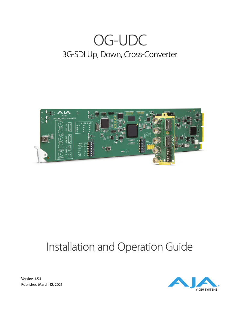 Page 1 de la notice Manuel utilisateur AJA OG-UDC