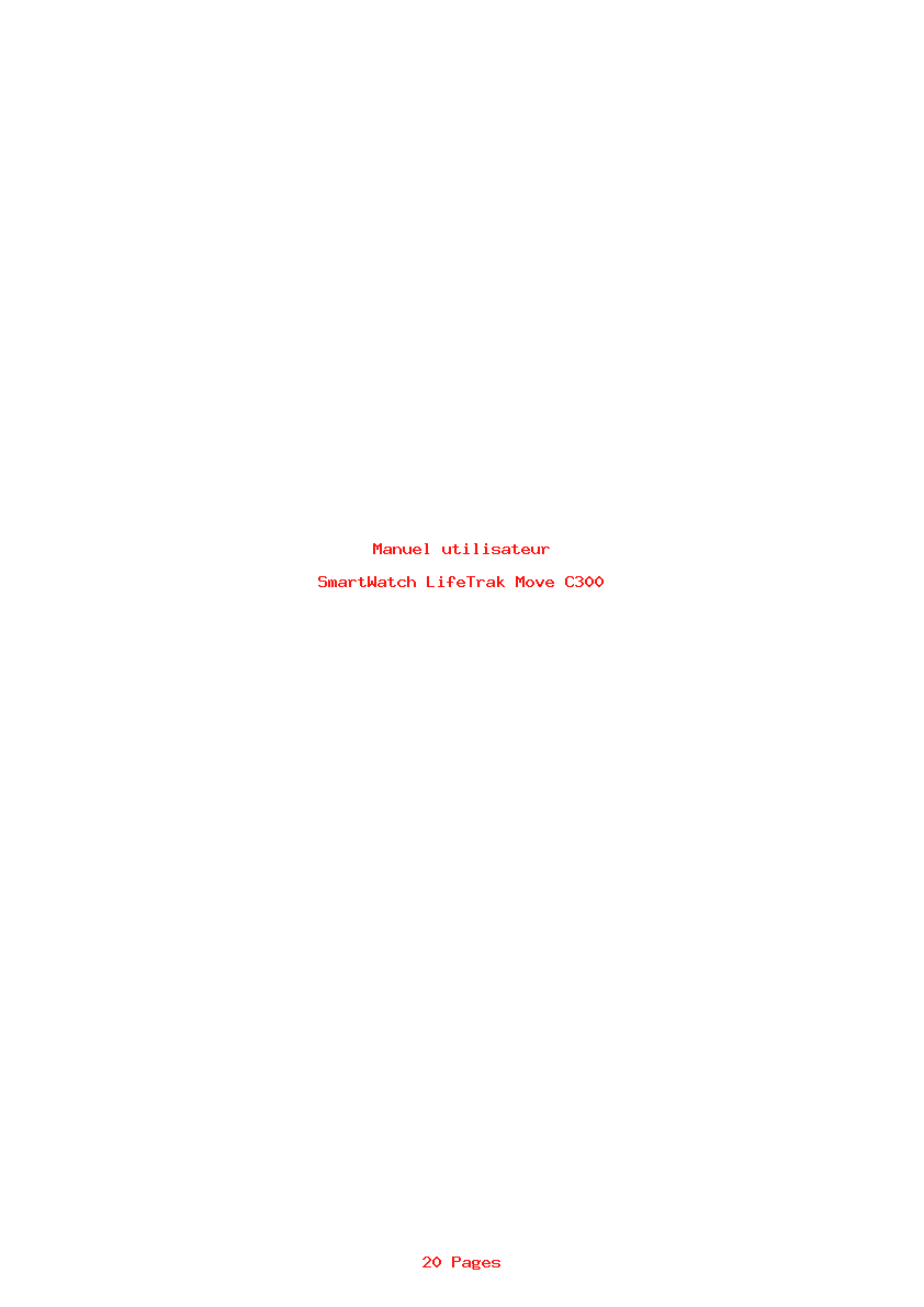 Page 1 de la notice Manuel utilisateur LifeTrak Move C300