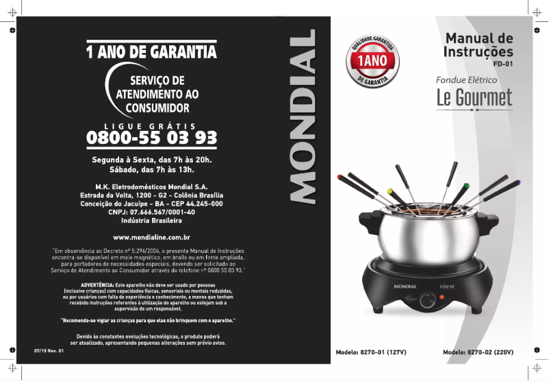 Página 1 del manual Manual de usuario Mondial Le Gourmet FD-01