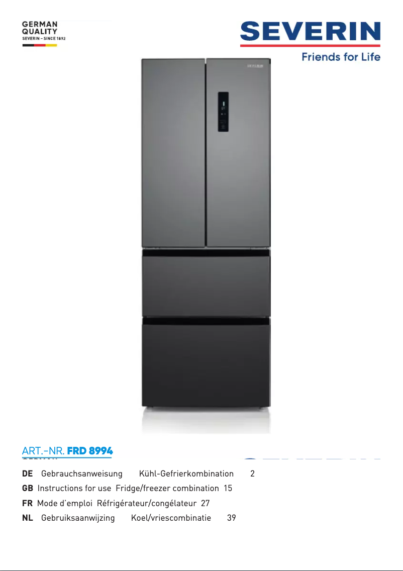 Page 1 de la notice Manuel utilisateur Severin FRD 8994