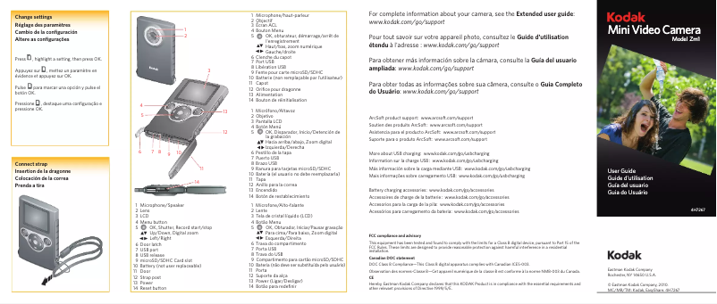 Page 1 de la notice Manuel utilisateur Kodak Zm1