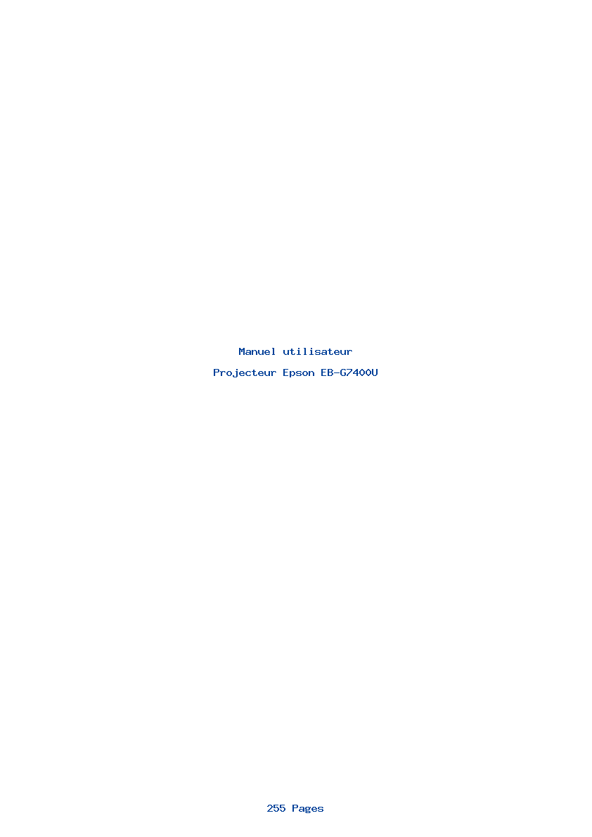 Page 1 de la notice Manuel utilisateur Epson EB-G7400U