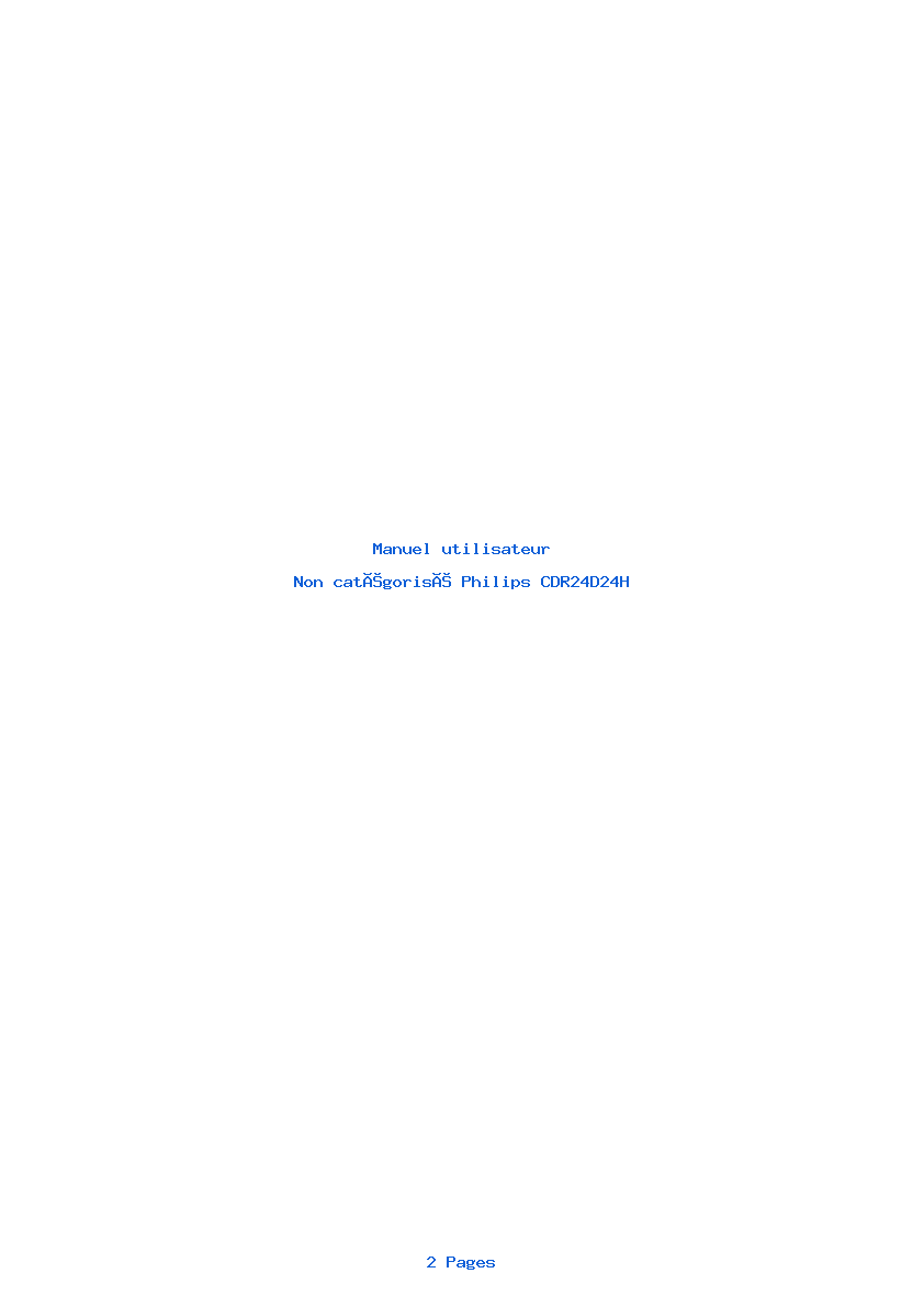 Page 1 de la notice Manuel utilisateur Philips CDR24D24H