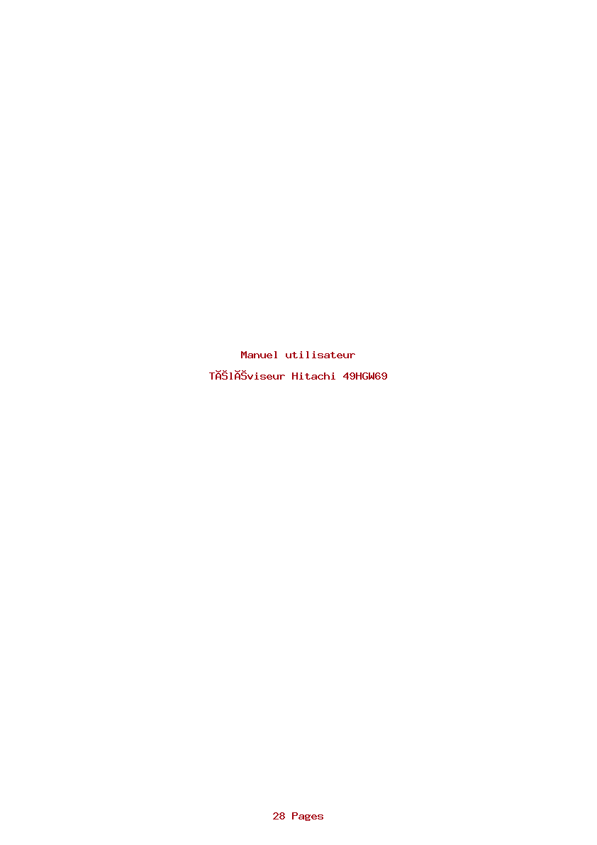 Page 1 de la notice Manuel utilisateur Hitachi 49HGW69