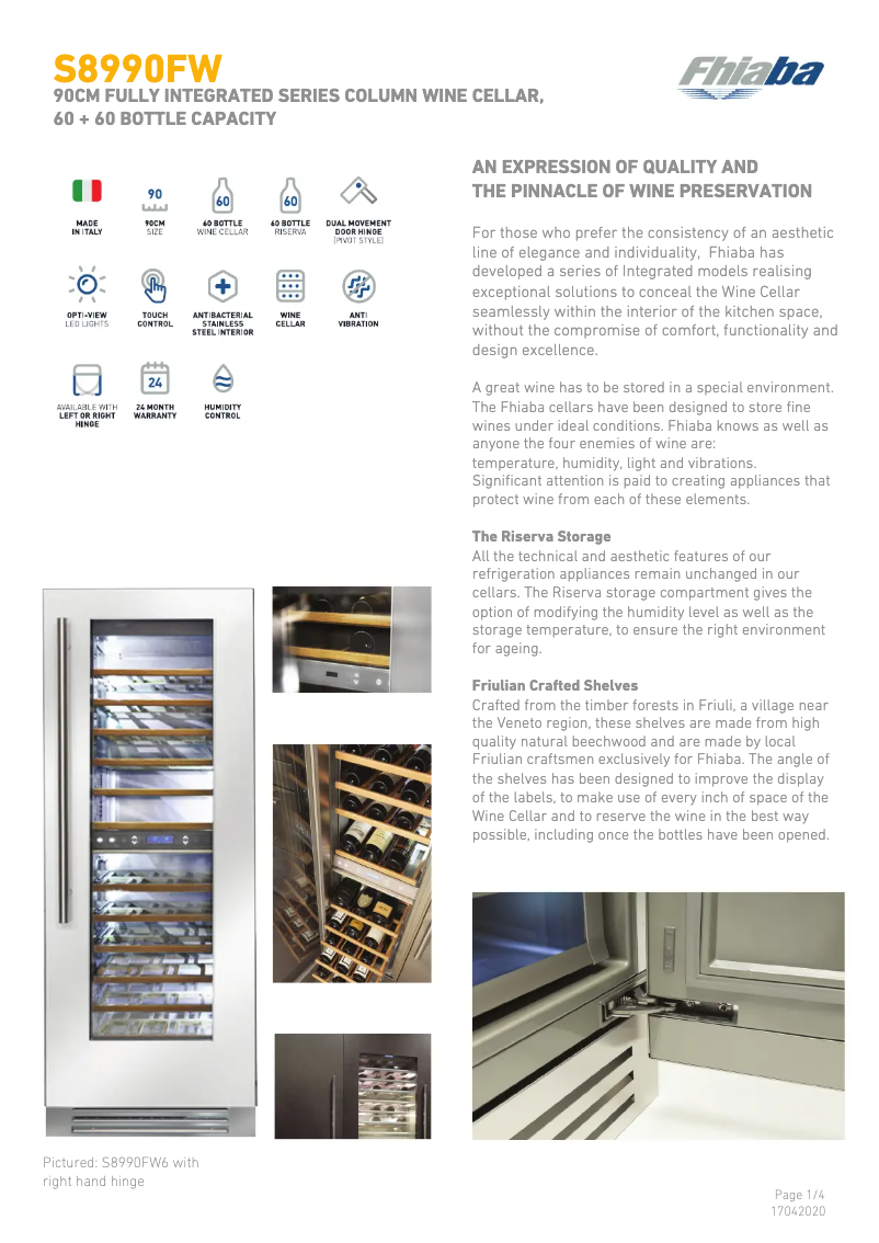 Page 1 de la notice Fiche technique Fhiaba S8990FW6